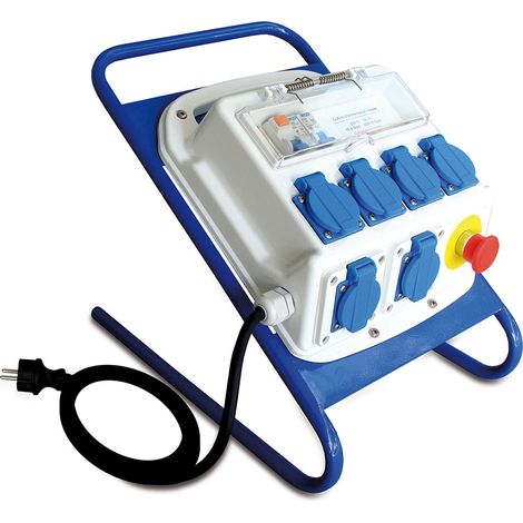 Michaud – Coffret d'alimentation mobile 6 prises 16A – Interrupteur différentiel 30 mA – Disjoncteur bipolaire 16A – Pour chantiers humides (1/2)