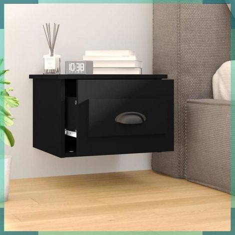 Table de chevet murale - 816378 - Noir - Bois d'ingénierie - 41,5x36x28 cm (1/5)