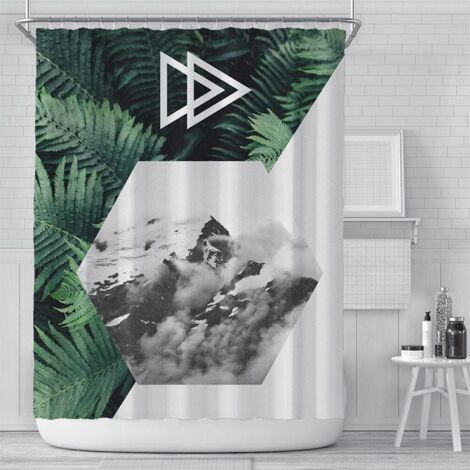 Rideau de douche 180x220 cm, motif feuille de plante verte, rideaux de douche originaux