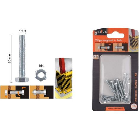 Kaela - Set 13pz Vite Viti Per Esterno A Testa Esagonali 4 X 30mm Con Dadi Dado M4 90906 - (1/2)