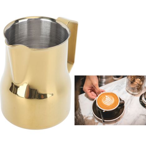 350-ml-Milchaufschäumbecher aus Edelstahl, italienischer Becher zum Aufschäumen von Milch, goldfarben (1/5)