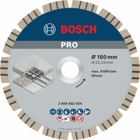 Disque à tronçonner diamanté PRO Concrete Bosch 180 x 22,23 mm - 2608602654