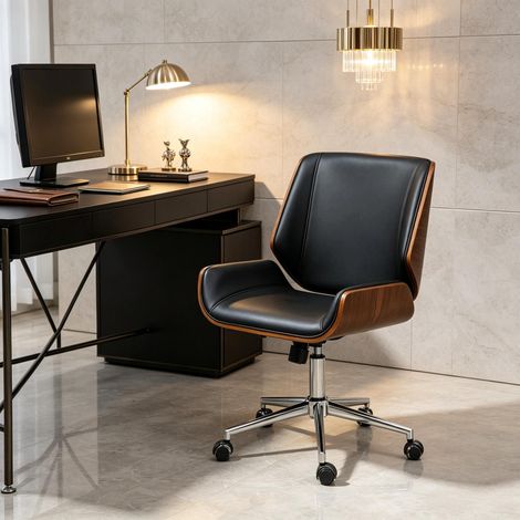 Silla de oficina ergonómica con ajuste de altura y función giratoria, silla de escritorio con asiento cómodo, silla de oficina compacta (solo con silla de oficina) (1/5)