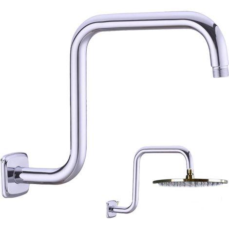 S-förmiger Duschverlängerungsarm aus Edelstahl, 22 mm mit Flansch, verstellbare Duschstange für optimalen Komfort, verchromt (1/5)