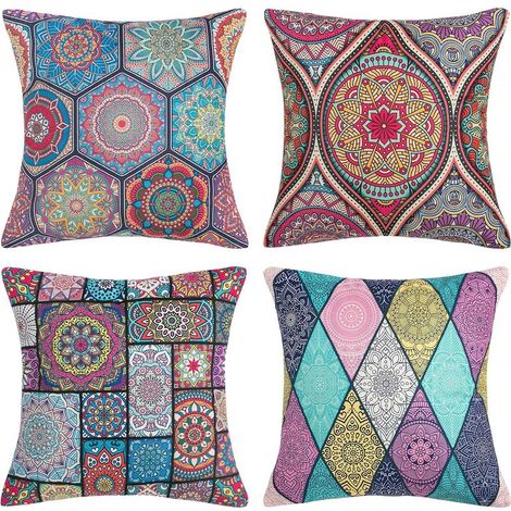 Coussin Canapé Housses de Coussin pour Canapé Chaise de Salon Décoratif Datura Moderne avec Fermeture Glissière Invisible Taie Oreiller Aspect Lin pour Coussin 45x45cm/18x18(4pcs) (1/5)