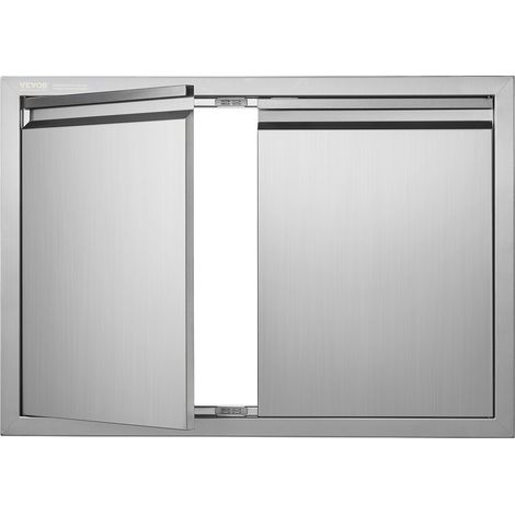 Porte d'Accès pour Barbecue, Double Porte de Cuisine Extérieure 762x532x45 mm, Porte Encastrée en Inox, avec Poignée Encastrée, pour Îlot de Barbecue, Station de Grillades, Placard Extérieure (1/5)