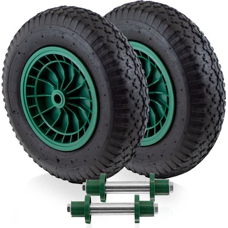 Ersatzrad Schubkarrenrad Schubkarre Rad Reifen Luftrad Luftbereifung Felge 4.80/4.00 max 250Kg mit Stahlachse 130mm (2 Räder + 2 Achsen) (1/5)
