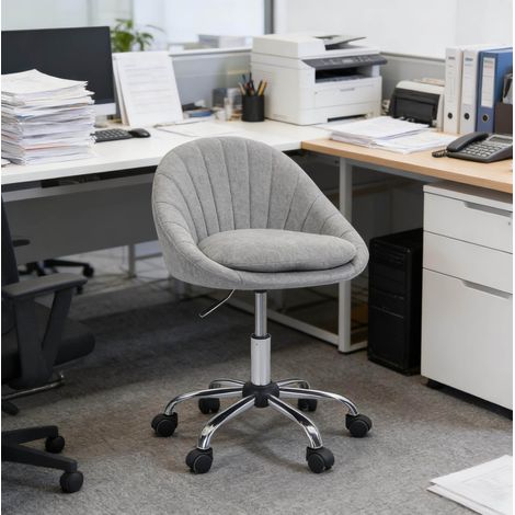 Sedia da ufficio 52x52x72-82 cm grigio in tessuto e metallo con altezza regolabile e rotazione 360° (1/5)