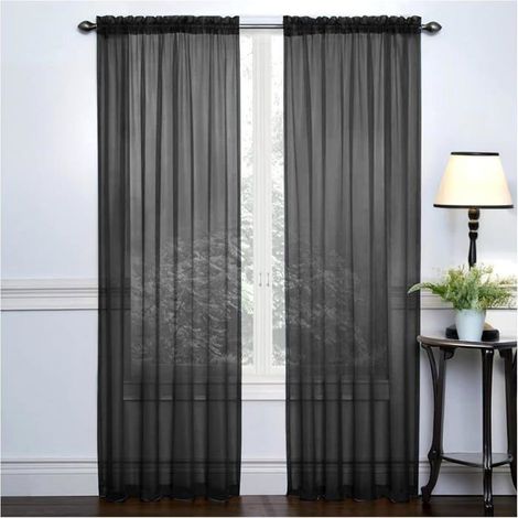 Rideaux voilages, lot de 2 132 x 241 cm avec passe-tringle pour la décoration intérieure, salon, chambre, cuisine, 2 panneaux (1/5)