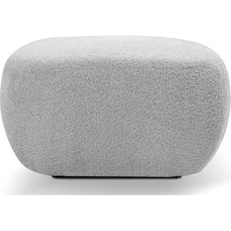 SANTIAGO - Pouf en tissu bouclette Gris clair 75x75x39 cm