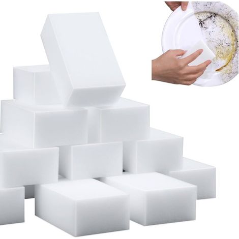 Magic Sponge Erasers 2X Density Extra Thick & Durable Melamine Sponges Multi-Surface Foam Cleaning Pads for Tub, Floor, Baseboard, Bathroom, Kitchen & Wall Cleaner (10 Pack)