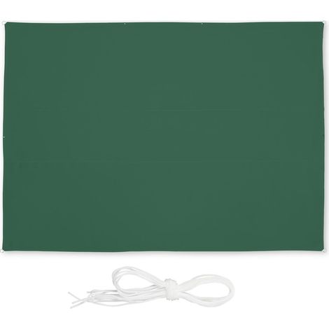 Relaxdays Tenda a Vela Rettangolare, Idrorepellente, Corde di Supporto, Terrazza, Ombra, Giardino, HL 3,5x4,5 m, Verde (1/5)