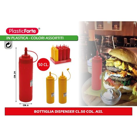 Bottiglia Dispenser da Cucina per Salse Colorato 500 ml 2 Colori