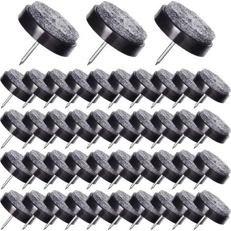 50 Pieces Nails Furniture Glides Black Felt Glides 17mm with Storage Box for Furniture, Chairs, Stools and Wooden Table Legs (Black) (1/4)