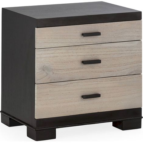 Table de chevet en bois et métal noir - Noir, naturel à patine grise (1/5)