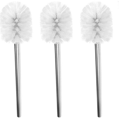 Brosse WC sur pied, lot de 3 pièces, blanche, 35 x 8 x 8 cm, acier inoxydable (1/5)