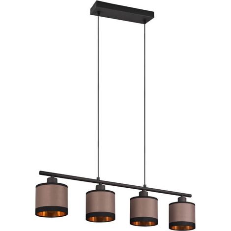 Suspension REALITY Davos R31554041 noir, abat-jours taupe, pour 4 x E14 (1/3)