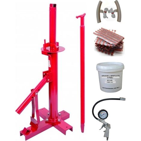 Démonte Pneu manuel Auto 13 à 21" + 60 Mèches + 1 Gonfleur + 2 Protections Jante + Graisse 1kg