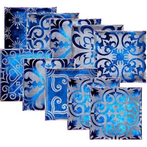 10 pegatinas autoadhesivas para azulejos de pared, calcomanías para azulejos, papel tapiz para cocina, sala de estar, baño, decoración del hogar, 20x20cm, dengyank (1/5)