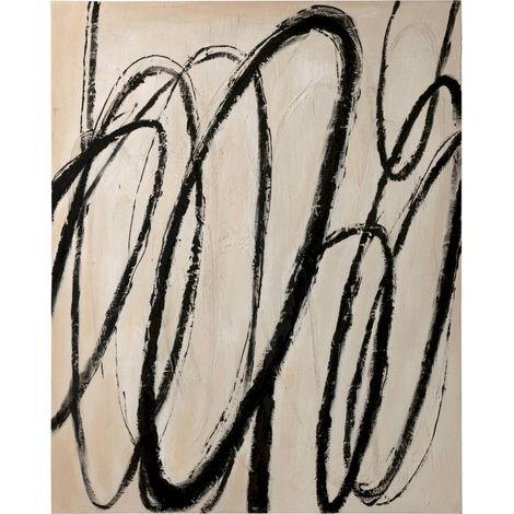 Tableau abstrait beige et noir sur toile - beige et noir (1/4)