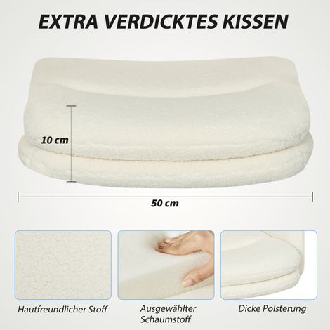 Fauteuil de travail roulant en tissu, accoudoirs, 5 roues, pivotant, blanc cassé (1/4)