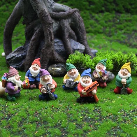 Moos- und Zwergenminiaturen, 7-teiliges Figurenset, Gartendekoration (1/5)