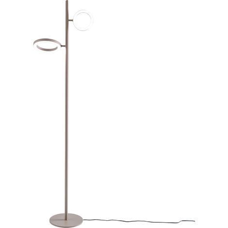 Lampada da terra GPIT32 in alluminio finitura tortora, 28W (10W+18W) LED integrato 3000K, 1304lm, dimmerabile, fascio orientabile 120° - Gea Luce (1/3)