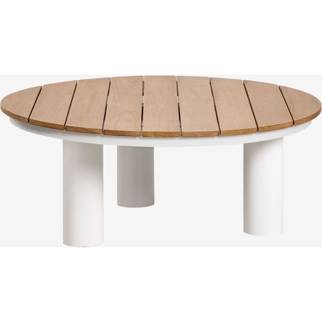 Mesa de centro para jardín redonda Ø80 cm en madera de teca y aluminio Umeko SKLUM             