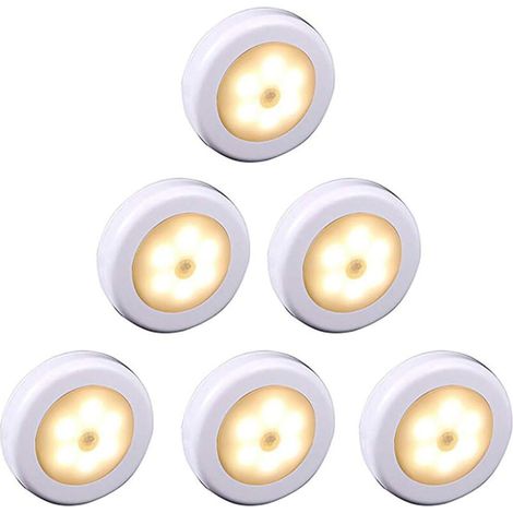 [NEVER USED] Wireless LED light with motion sensor for closet, stairs, hallway, kitchen, bedroom (6 pieces) (white housing (warm light))