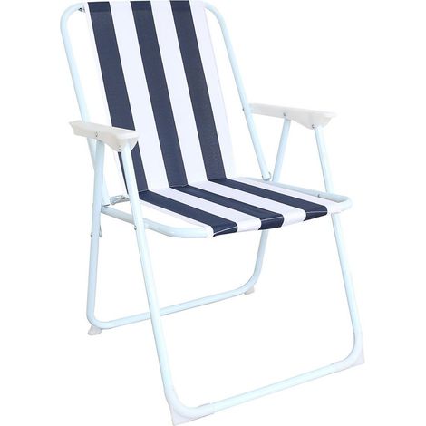 Chaise pliante de camping, chaise de jardin, chaise de festival, chaise de plage, chaise de pêche, rayures bleu foncé