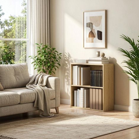 Étagère bibliothèque de rangement avec 2 compartiments et tablettes réglables, meuble de rangement polyvalent pour ranger vos livres, décorations et petits objets dans la maison (1/5)