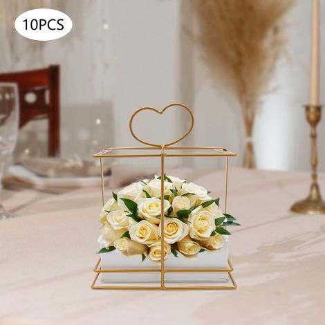 10 goldene Vase, quadratischer Korb Hochzeitsblüte, Geschenkbox Form, für Hochzeitsparty Dekoration, 20  6,5 cm