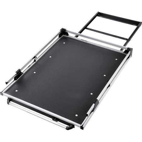 Mophorn Organizador deslizante para caja de camioneta con capacidad de 453,6 kg, equipado con 6 anillos ajustables para asegurar la carga, bandeja deslizante de doble posición para camionetas, negro (1/5)