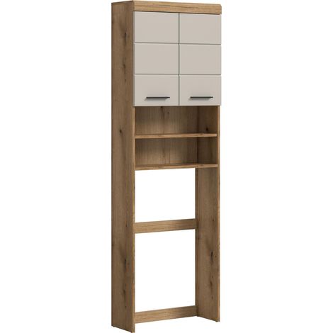 Scout Waschmaschinenschrank 2 Türen, 3 Regale Kaschmir Dekor matt, Eiche Dekor.