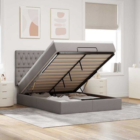 Ottoman-Bett mit Matratze & LEDs Taupe 140x200 cm Stoff (1/5)