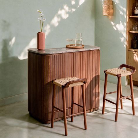 Meuble bar en bois de manguier et marbre Amaya (1/5)