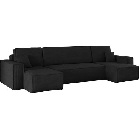 Ecksofa mit schlaffunktion und bettkasten, Sofa U-form, Couch U-form BEST Cord Schwarz (1/5)