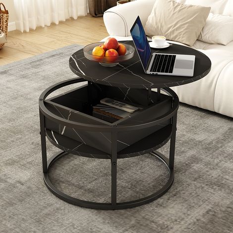 Couchtisch Marlo, Schwarz/Marmor-Weiß, 57 x 57 cm, Vicco