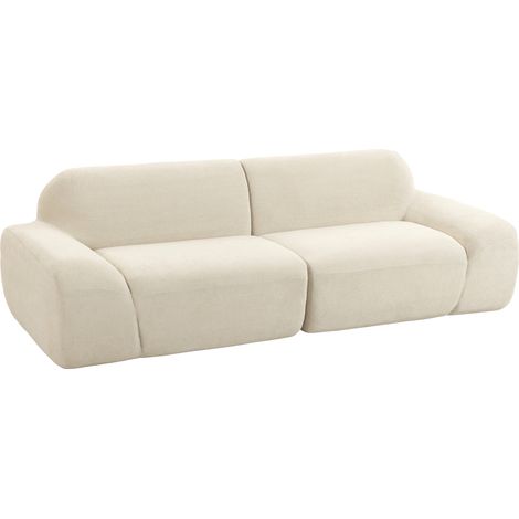 3-Sitzer-Sofa, abgerundet und rahmenlos, mit großzügiger Sitzfläche, dick gepolstert, keine Montage, cremeweiß (1/5)