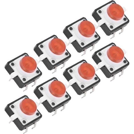 Lot de 20 interrupteurs à bouton-poussoir tactiles 12x12x7,3 mm avec retour tactile momentané LED, rouge. (1/5)