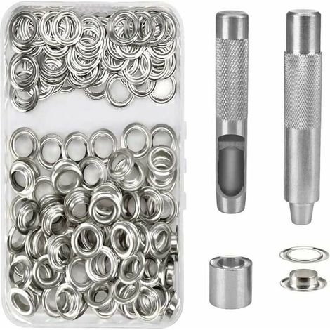 100 pezzi occhielli occhielli strumenti in metallo set 14mm kit occhiello per tela telone riparazione tenda argento