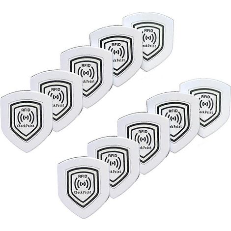 10 cartes de point de patrouille NFC RFID, 13,56 MHz FM11RF08, anti-métal, 70 x 60 mm, blindées lumineuses haute fréquence, pour étiquettes d'inspection de sécurité. (1/5)