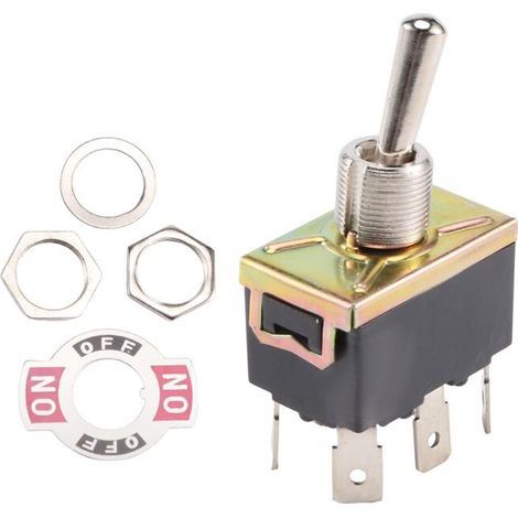 AC 250V/10 a 125V/15 DPDT 3 Position ON/OFF/ON 6 broches commutateur bascule noir + argent (1/5)