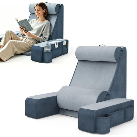 Coussin de lecture pour lit et canapé, coussin de dossier avec traversin amovible et soutien lombaire indépendant, coussin de lecture avec dossier, coussin de dossier, coussin compensé multifonction (1/5)