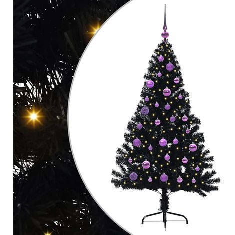Albero di Natale  Albero natalizio  Albero festivo artificiale con luci integrate Nero 150 cm PVC (1/5)