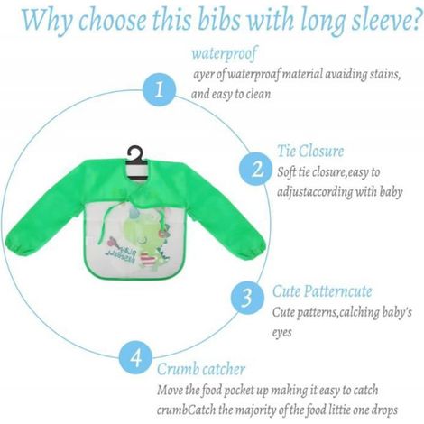 Tablier D Alimentation - EVA Impermeable - Pour Enfants 1 A 5 Ans - Manches Longues - 4 Pieces (1/5)