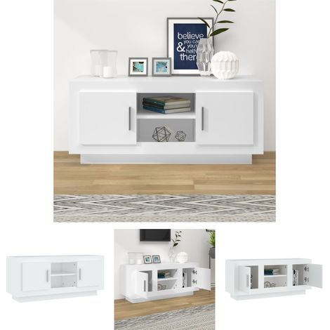 TV-Schrank für Wohnzimmer - vidaXL TV-Schrank Weiß 102x35x45 cm Holzwerkstoff - TV-Schrank mit Fachern (1/5)