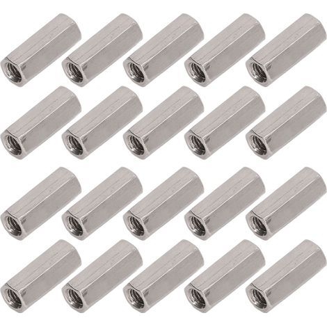 20-piece set of 304 stainless steel hexagonal coupling nuts, rust-resistant female thread, M5 silver connector (1/5)
