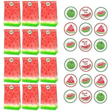 Set mit Geschenktüten aus Papier mit hawaiianischem Bonbonmotiv, Spritzbeutel – 19,8 x 11,9 x 7,8 cm – Rot (1/4)