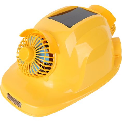Casque de chantier ventilé solaire à six ventilateurs, refroidissement haute puissance, protection solaire intégrée, rechargeable multifonction, norme US 100-240V, batterie intégrée incluse. (1/5)